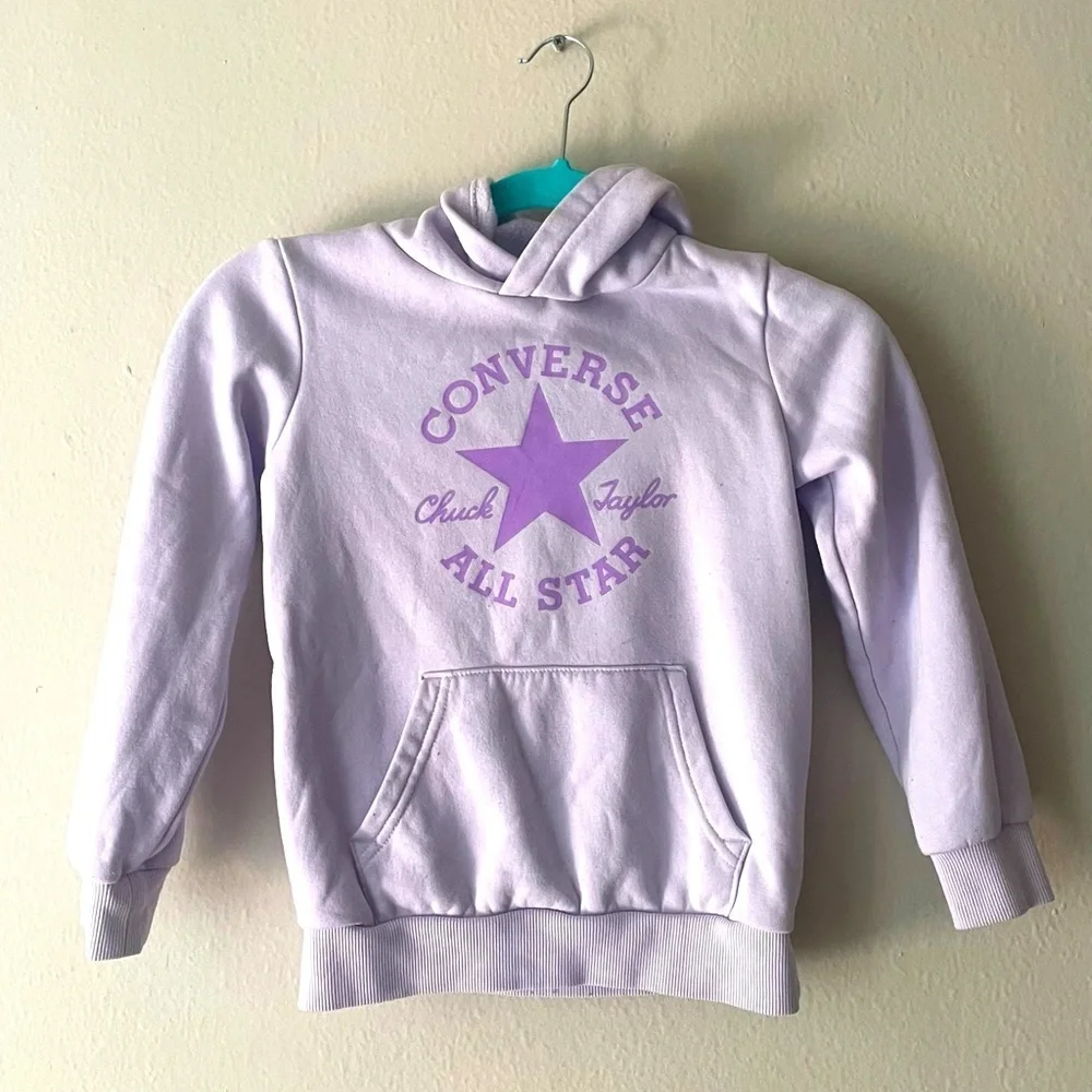 Converse Hoodie‎ Girls Size 6X Purple Overdye Chuck All Star Sweatshirt Pullover